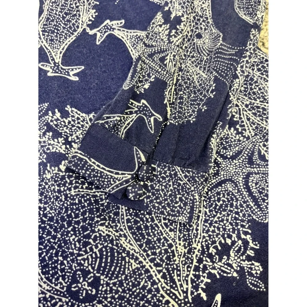 Lilly Pulitzer Navy White Coral Starfish Print Silk Cotton Shift‎ Dress Size M - Picture 5 of 11